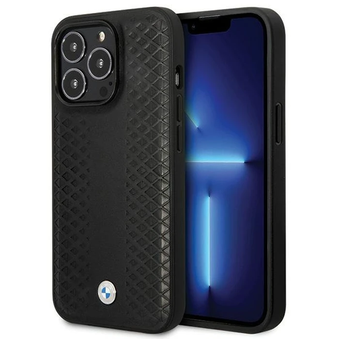 BMW BMHCP14L22RFGK Apple iPhone 14 Pro Leather Diamond Pattern black