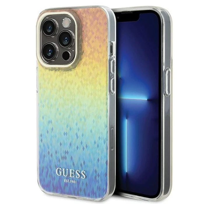 Guess GUHCP15LHDECMI Apple iPhone 15 Pro hardcase IML Faceted Mirror Disco Iridescent multicolor