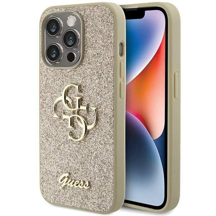 Guess GUHCP15LHG4SGD Apple iPhone 15 Pro hardcase Glitter Script Big 4G gold