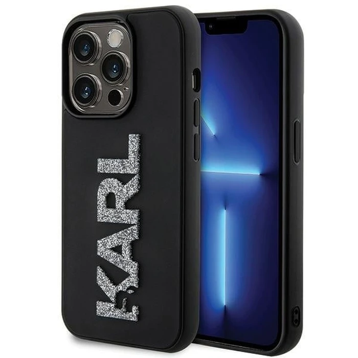 Karl Lagerfeld KLHCP15L3DMBKCK Apple iPhone 15 Pro hardcase 3D Rubber Glitter Logo black