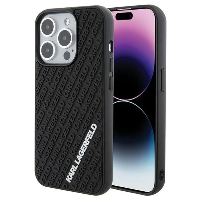 Karl Lagerfeld KLHCP15L3DMKRLK Apple iPhone 15 Pro hardcase 3D Rubber Multi Logo black