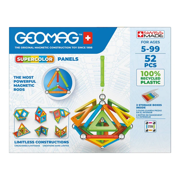 Παιχνίδι Κατασκευών Geomag Μαγνητικό Supercolor Panel GEO-378 (52τμχ)