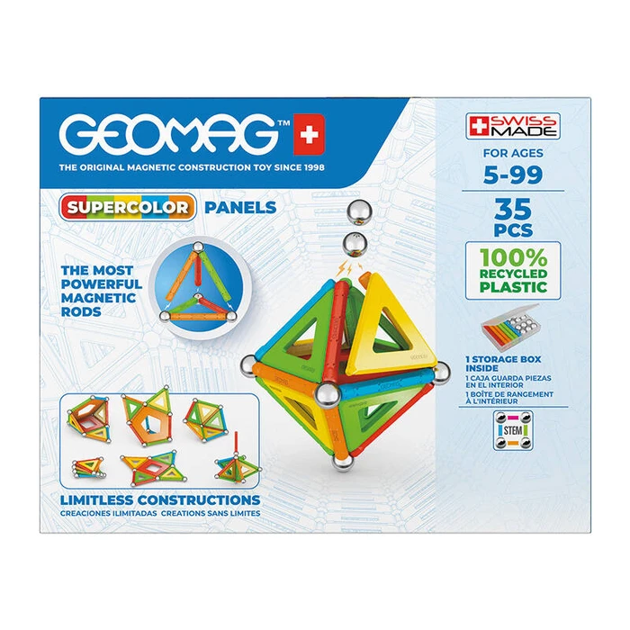Παιχνίδι Κατασκευών Geomag Μαγνητικό Supercolor Panels GEO-377 (35τμχ)