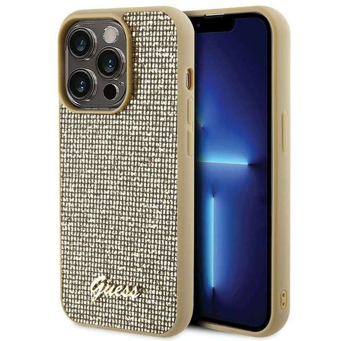 Guess GUHCP15LPMSDGSD Apple iPhone 15 Pro hardcase Disco Metal Script gold