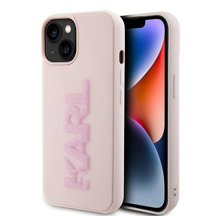 Karl Lagerfeld KLHCP15M3DMBKCP Apple iPhone 15 Plus / 14 Plus hardcase 3D Rubber Glitter Logo pink