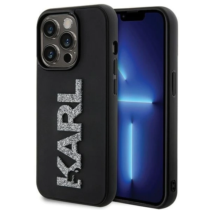 Karl Lagerfeld KLHCP15X3DMBKCK Apple iPhone 15 Pro Max hardcase 3D Rubber Glitter Logo black