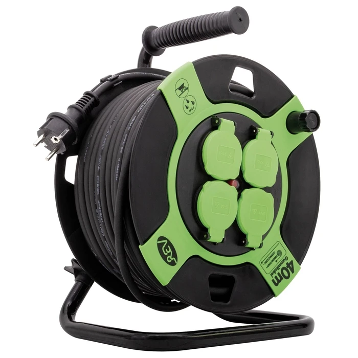 REV Cable Drum Resin 40m IP44 4-fold Black/Green