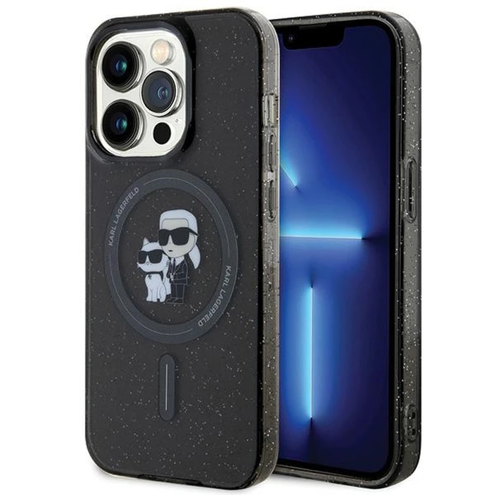 Karl Lagerfeld KLHMP15LHGKCNOK Apple iPhone 15 Pro hardcase Karl&Choupette Glitter MagSafe black