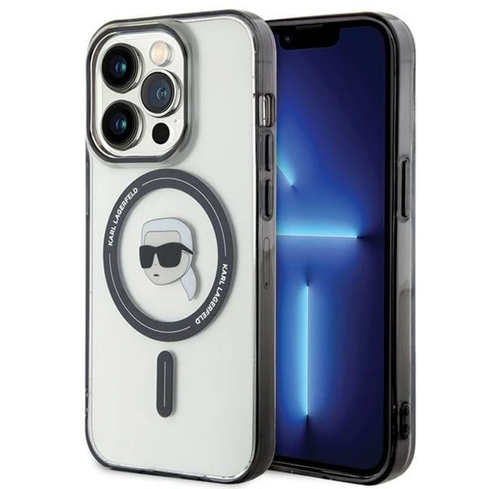 Karl Lagerfeld KLHMP15LHKHNOTK Apple iPhone 15 Pro hardcase IML Karl`s Head MagSafe transparent