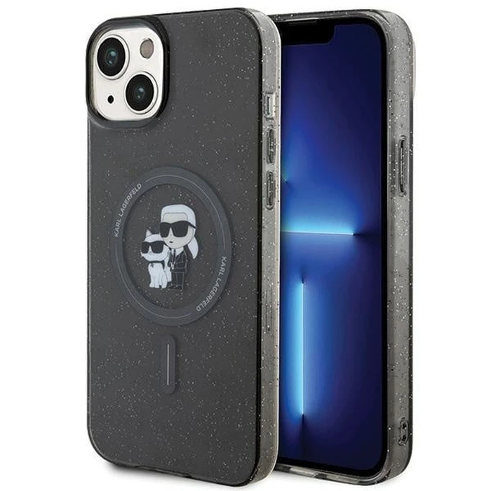 Karl Lagerfeld KLHMP15MHGKCNOK Apple iPhone 15 Plus / 14 Plus hardcase Karl&Choupette Glitter MagSafe black
