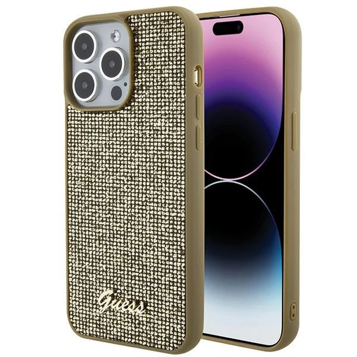 Guess GUHCP15XPMSDGSD Apple iPhone 15 Pro Max hardcase Disco Metal Script gold