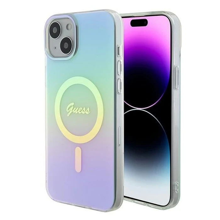 Guess GUHMP15MHITSQ Apple iPhone 15 Plus / 14 Plus hardcase IML Iridescent MagSafe turquoise