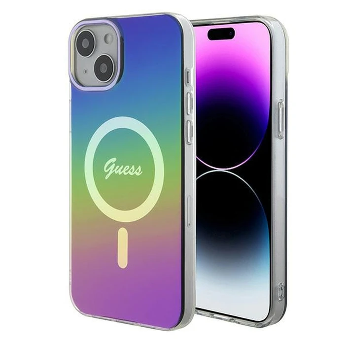 Guess GUHMP15SHITSK Apple iPhone 15 hardcase IML Iridescent MagSafe rainbow