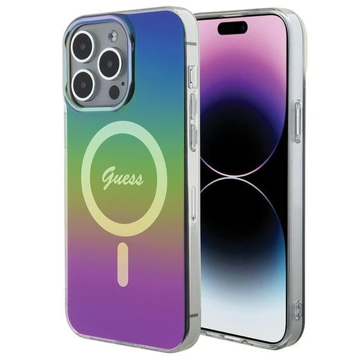 Guess GUHMP15XHITSK Apple iPhone 15 Pro Max hardcase IML Iridescent MagSafe rainbow