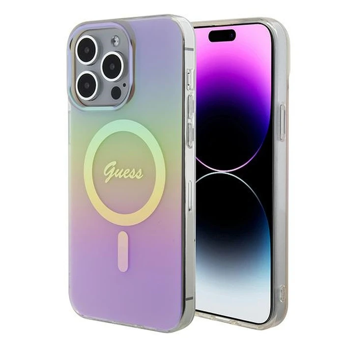 Guess GUHMP15XHITSP Apple iPhone 15 Pro Max hardcase IML Iridescent MagSafe pink