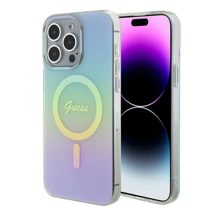 Guess GUHMP15XHITSQ Apple iPhone 15 Pro Max hardcase IML Iridescent MagSafe turquoise