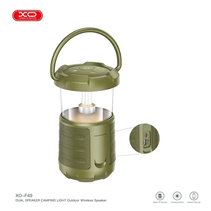 Φως Κάμπινγκ XO F49 Υπαίθριο Με Διπλά Ηχεία (Πράσινο)