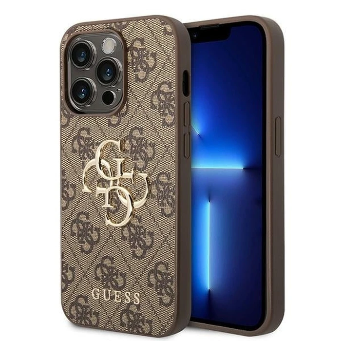 Guess GUHCP15L4GMGBR Apple iPhone 15 Pro hardcase 4G Big Metal Logo brown