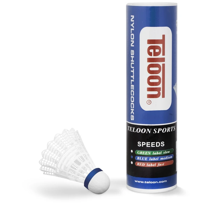 Μπαλάκια Badminton Teloon Προπόνησης Νάιλον, μεσαίας ταχύτητας (6 τμχ.)