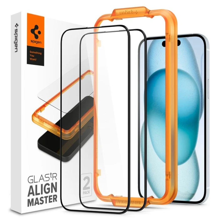 Spigen GLAS.tR AlignMaster FC Apple iPhone 15 Black [2 PACK]