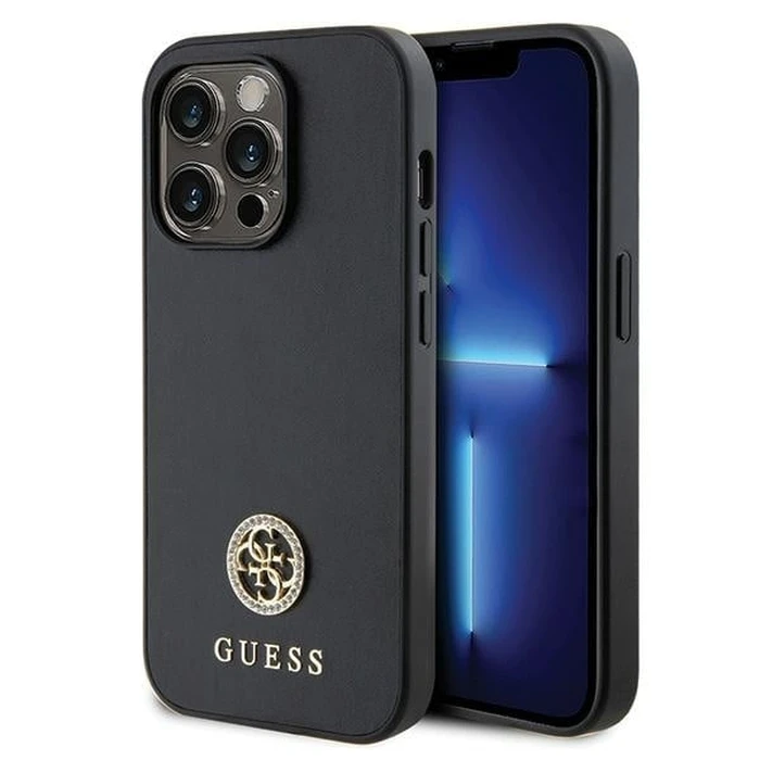 Guess GUHCP15LPS4DGPK Apple iPhone 15 Pro hardcase Strass Metal Logo black