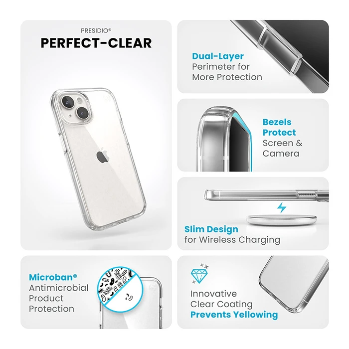 Speck Presidio Perfect-Clear Apple iPhone 15 (Clear)