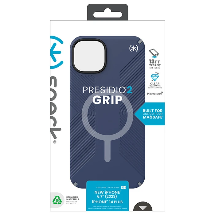 Speck Presidio2 Grip MagSafe Apple iPhone 15 Plus / 14 Plus (Coastal Blue/Dustgrey/White)