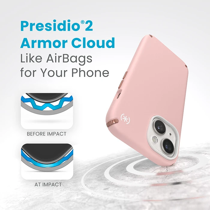 Speck Presidio2 Pro MagSafe Apple iPhone 15 (Dahlia Pink/Rose Copper/White)
