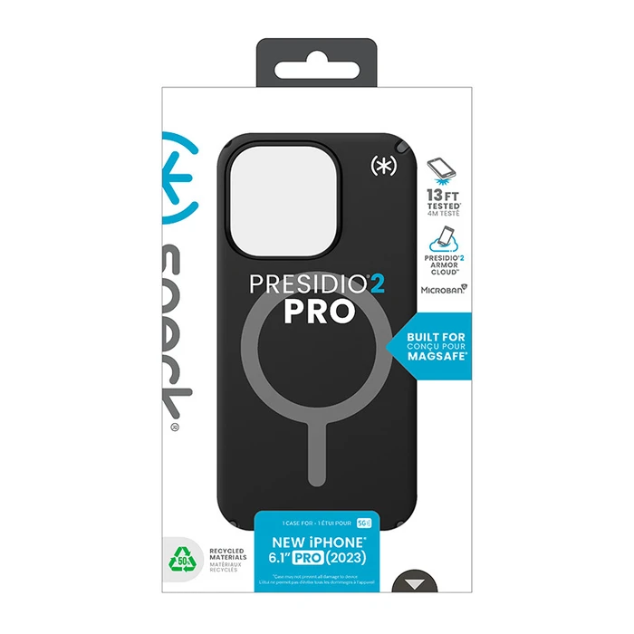 Speck Presidio2 Pro MagSafe Apple iPhone 15 Pro (Black/Slate Grey/White)