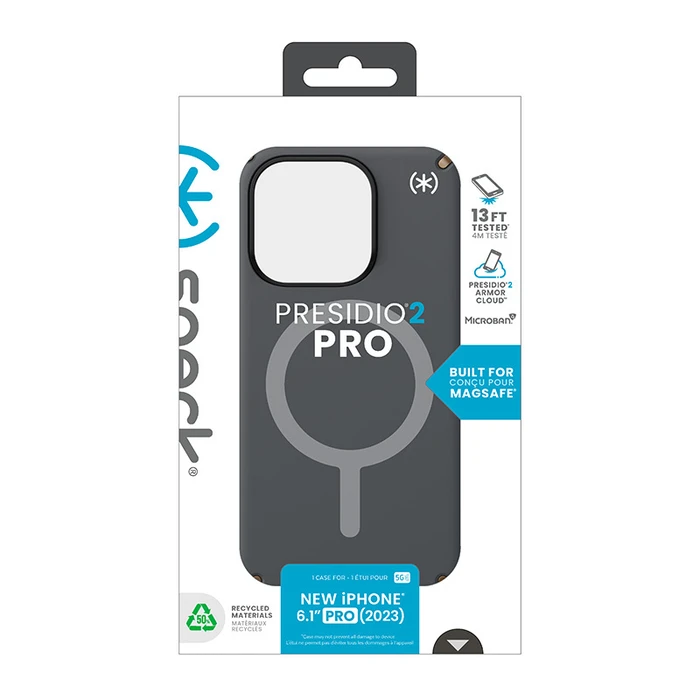 Speck Presidio2 Pro MagSafe Apple iPhone 15 Pro (Charcoal Grey/Cool Bronze/White)