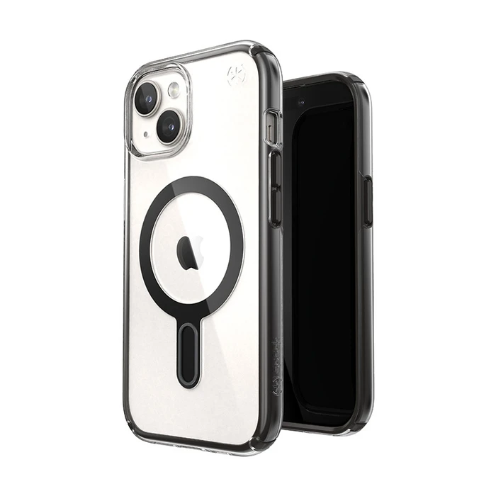 Speck Presidio Perfect-Clear ClickLock MagSafe Apple iPhone 15 (Clear/Frosted Black/Slate Grey)