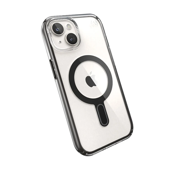 Speck Presidio Perfect-Clear ClickLock MagSafe Apple iPhone 15 (Clear/Frosted Black/Slate Grey)
