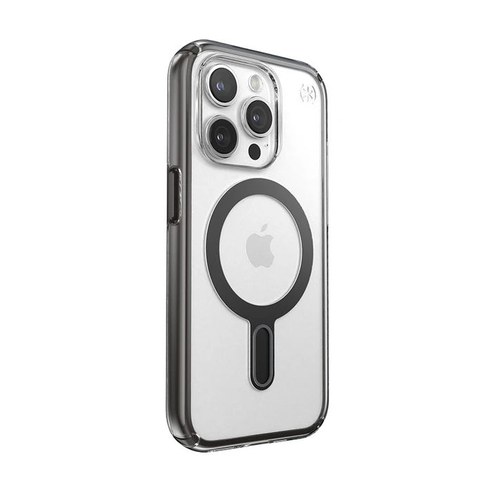 Speck Presidio Perfect-Clear ClickLock MagSafe Apple iPhone 15 Pro (Clear/Frosted Black/Slate Grey)