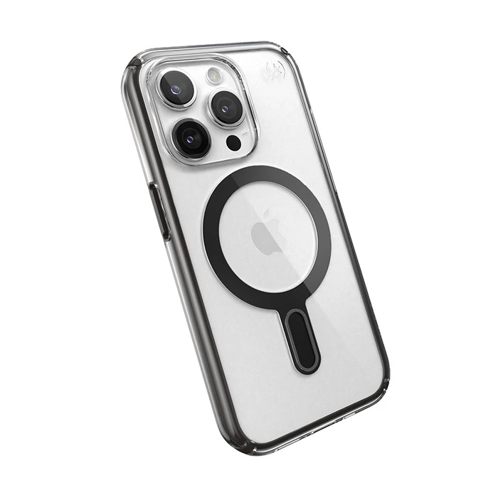 Speck Presidio Perfect-Clear ClickLock MagSafe Apple iPhone 15 Pro (Clear/Frosted Black/Slate Grey)