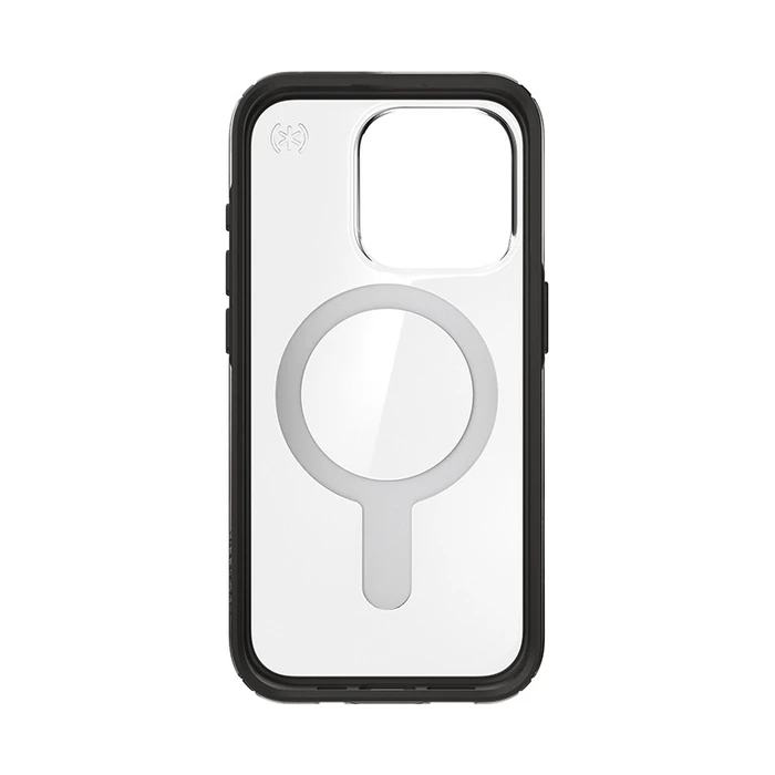 Speck Presidio Perfect-Clear ClickLock MagSafe Apple iPhone 15 Pro (Clear/Frosted Black/Slate Grey)