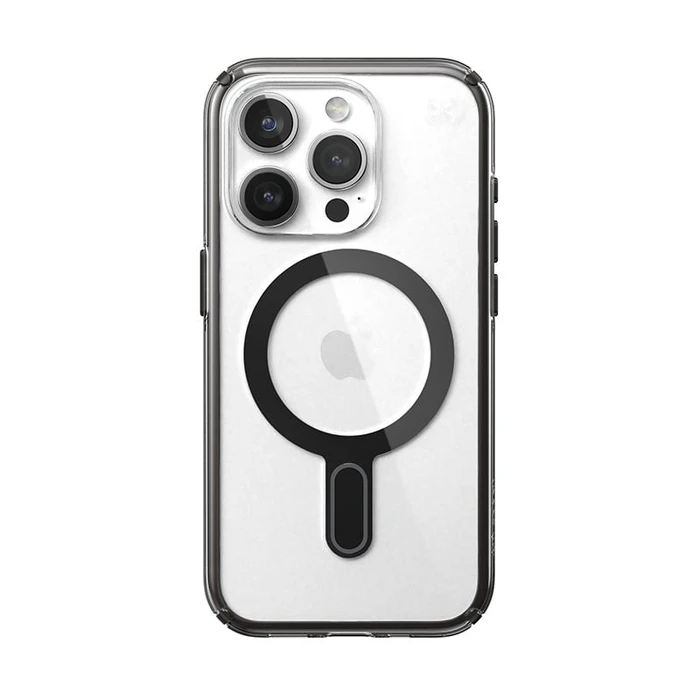 Speck Presidio Perfect-Clear ClickLock MagSafe Apple iPhone 15 Pro (Clear/Frosted Black/Slate Grey)