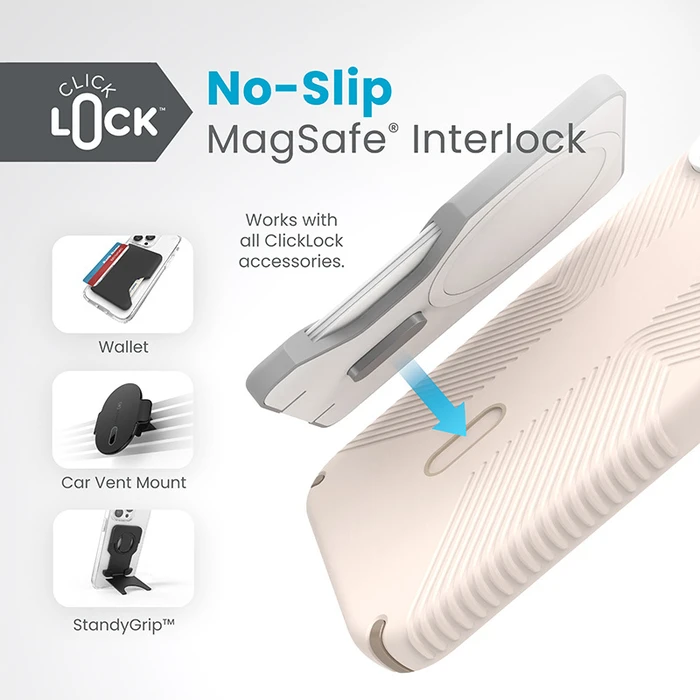 Speck Presidio2 Grip ClickLock MagSafe Apple iPhone 15 Plus / 14 Plus (Bleached Bone/Heirloom Gold/Hazel Brown)