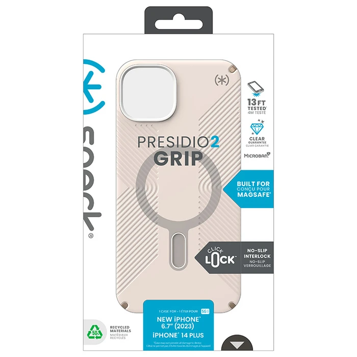 Speck Presidio2 Grip ClickLock MagSafe Apple iPhone 15 Plus / 14 Plus (Bleached Bone/Heirloom Gold/Hazel Brown)