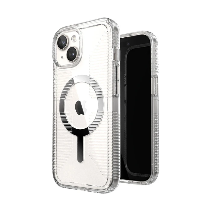Speck Gemshell Grip MagSafe Apple iPhone 15 (Clear/Chrome Finish)