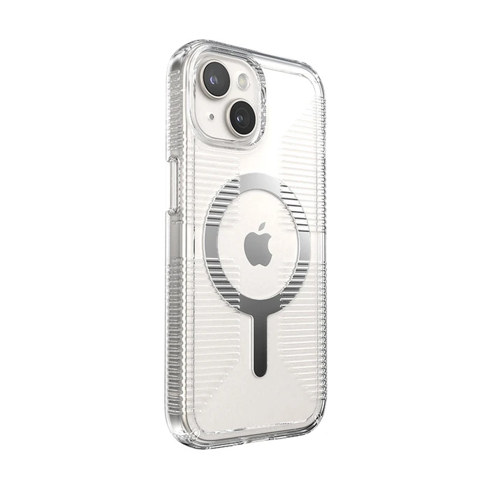 Speck Gemshell Grip MagSafe Apple iPhone 15 (Clear/Chrome Finish)