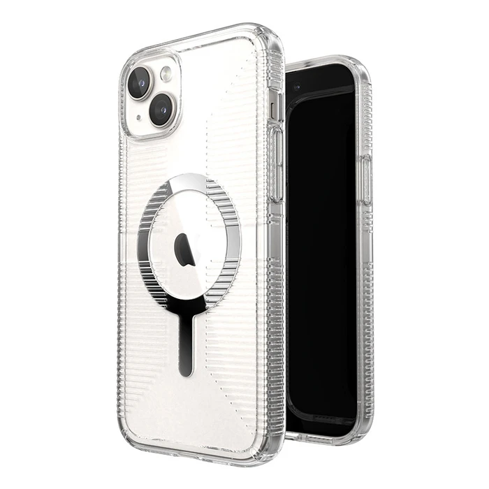 Speck Gemshell Grip MagSafe Apple iPhone 15 Plus / 14 Plus (Clear/Chrome Finish)