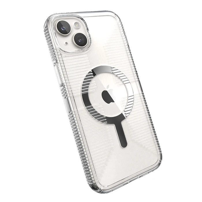 Speck Gemshell Grip MagSafe Apple iPhone 15 Plus / 14 Plus (Clear/Chrome Finish)