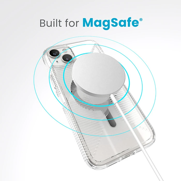 Speck Gemshell Grip MagSafe Apple iPhone 15 Plus / 14 Plus (Clear/Chrome Finish)