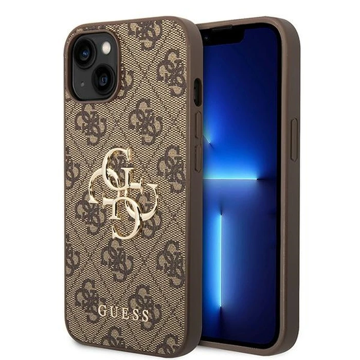 Guess GUHCP15S4GMGBR Apple iPhone 15 hardcase 4G Big Metal Logo brown
