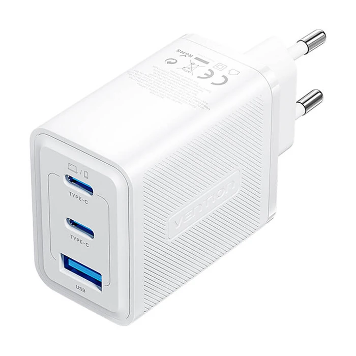 Φορτιστής Πρίζας Vention FERW0-EU, 2xUSB-C, USB- A, 65W/65W/30W, GaN (white)