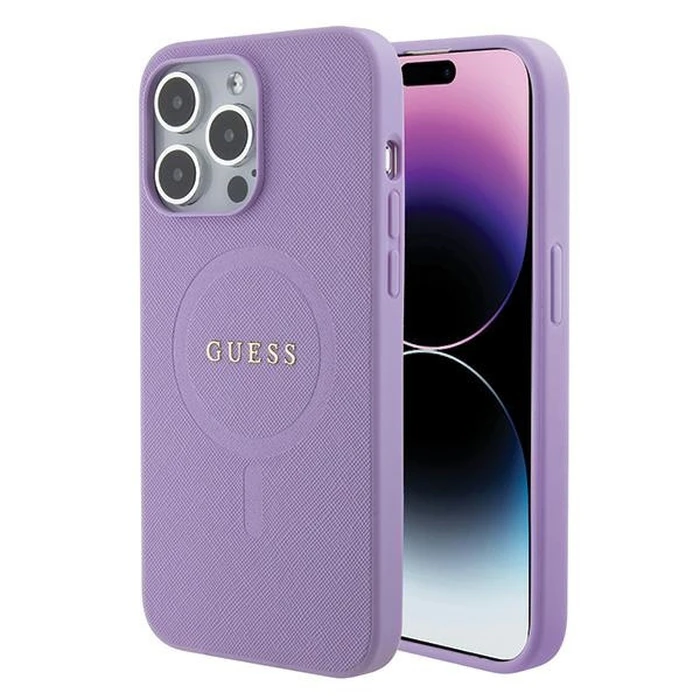 Guess GUHMP15XPSAHMCU Apple iPhone 15 Pro Max hardcase Saffiano MagSafe purple