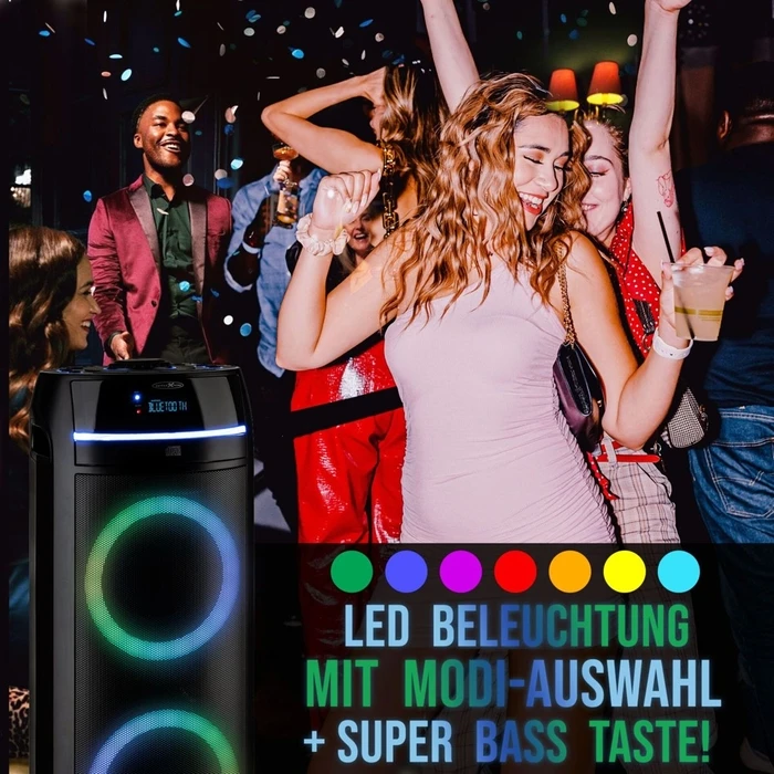Σύστημα all-in-one Reflexion φορητό Bluetooth party speaker με CD/MP3, USB, MicroSD και ραδιόφωνο PS10BTCD/N