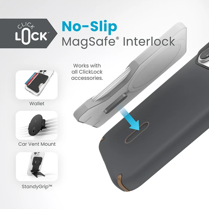 Speck Presidio2 Pro ClickLock & MagSafe Apple iPhone 15 Pro (Charcoal Grey/Cool Bronze)