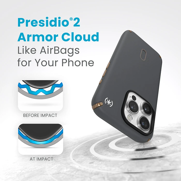 Speck Presidio2 Pro ClickLock & MagSafe Apple iPhone 15 Pro (Charcoal Grey/Cool Bronze)