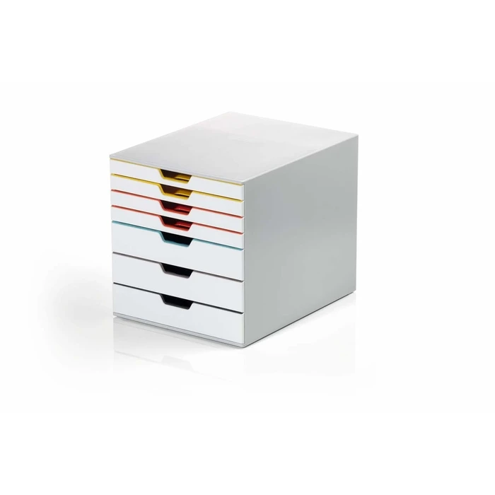 Durable VARICOLOR Plastic Drawer Box / Desk Organizer, 7 Compartments, 29.2 x 35.6 x 28 cm